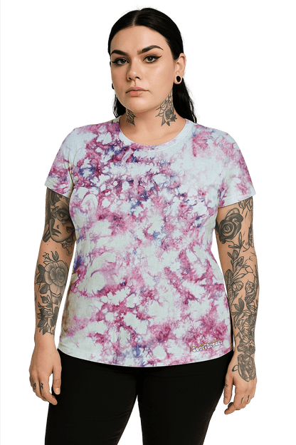 Tie-Dye Women's Fitted T-Shirt - Pink Camo - Summer Drop - SourThreadz