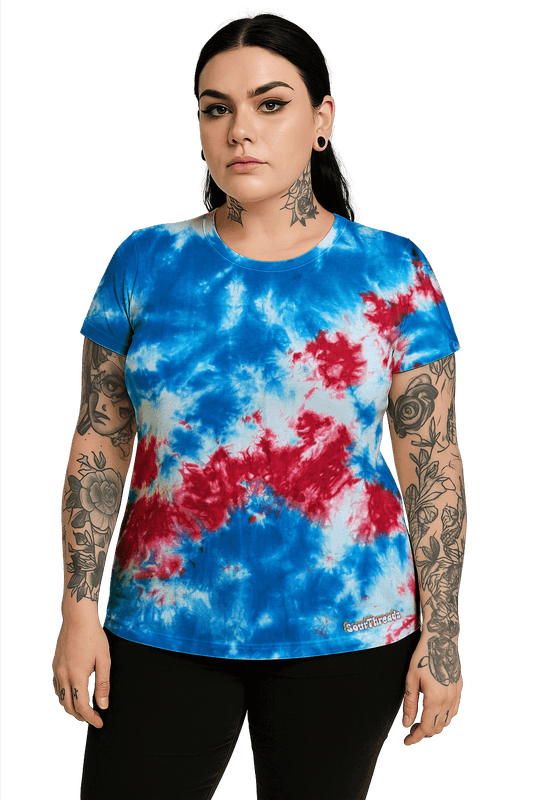 Tie-Dye Women's Fitted T-Shirt - Patriot - Statement Piece - SourThreadz