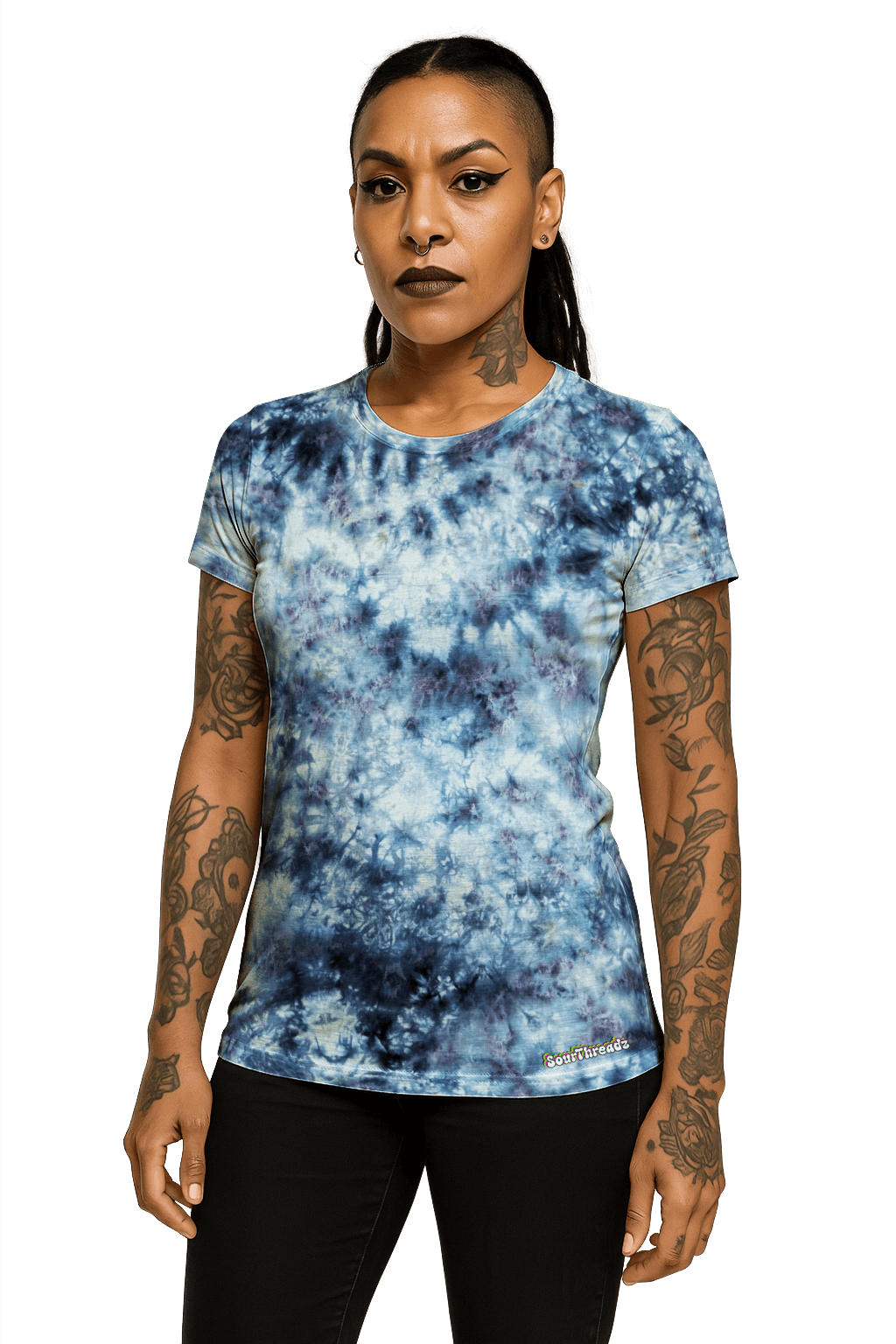 Tie-Dye Women's Fitted T-Shirt - Snow Maiden - Artistic Minimalist - SourThreadz