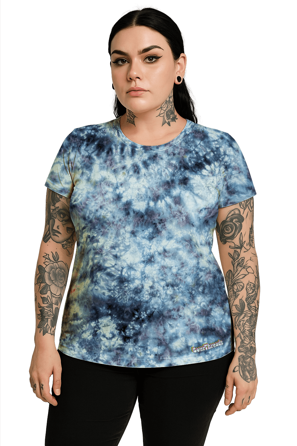 Tie-Dye Women's Fitted T-Shirt - Snow Maiden - Artistic Minimalist - SourThreadz