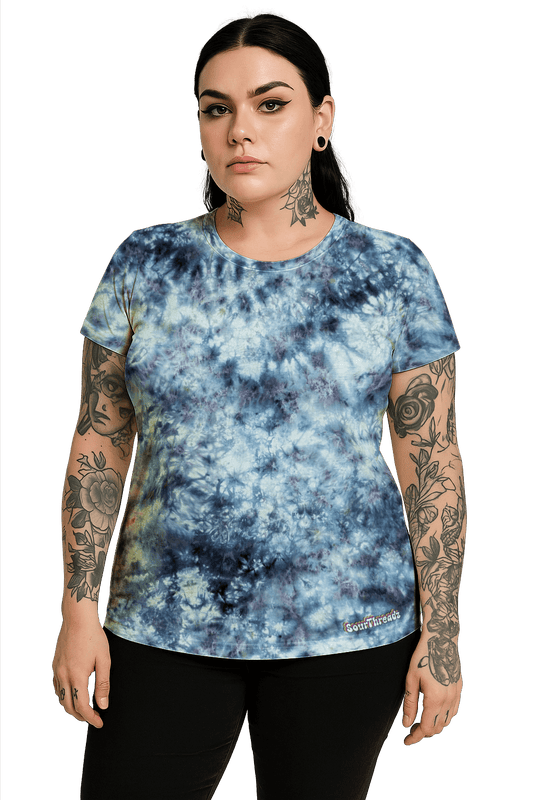 Tie-Dye Women's Fitted T-Shirt - Snow Maiden - Artistic Minimalist - SourThreadz