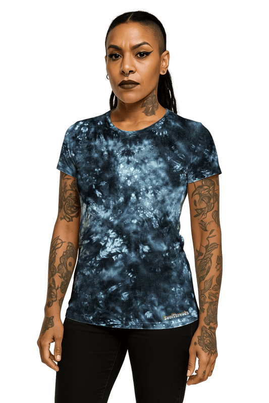 Tie-Dye Women’s Fitted T-Shirt - Black Void - Dark Aesthetic - SourThreadz