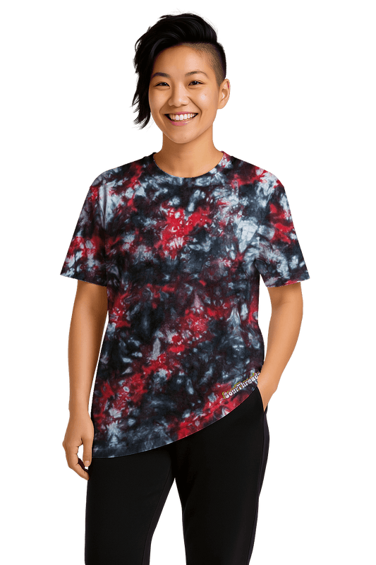 Tie-Dye Women’s Relaxed T-Shirt - Red Black Camo - Bold Contrast - SourThreadz