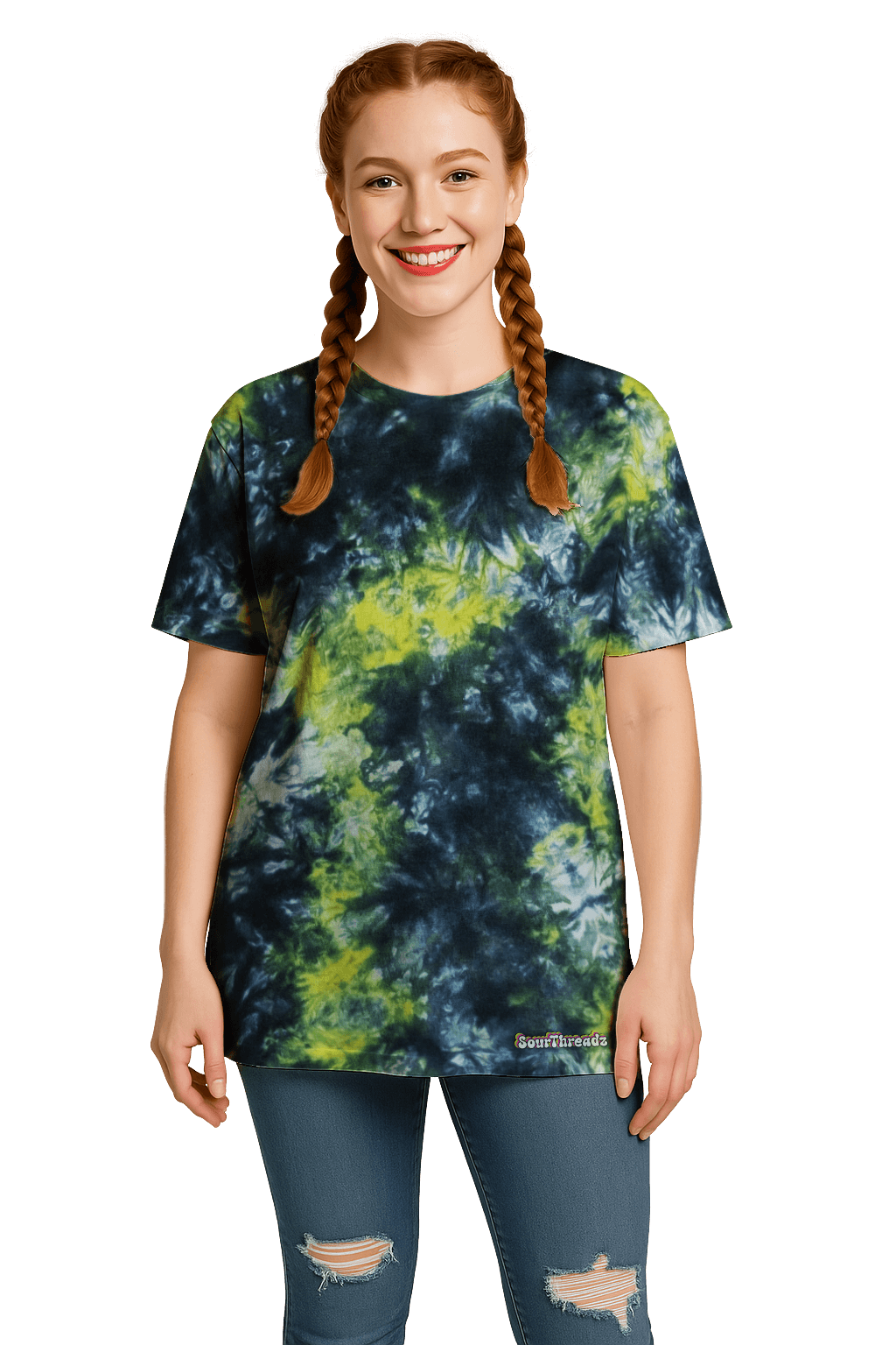 Tie-Dye Women’s Relaxed T-Shirt - Black Yellow Camo - Bold Grunge Look - SourThreadz