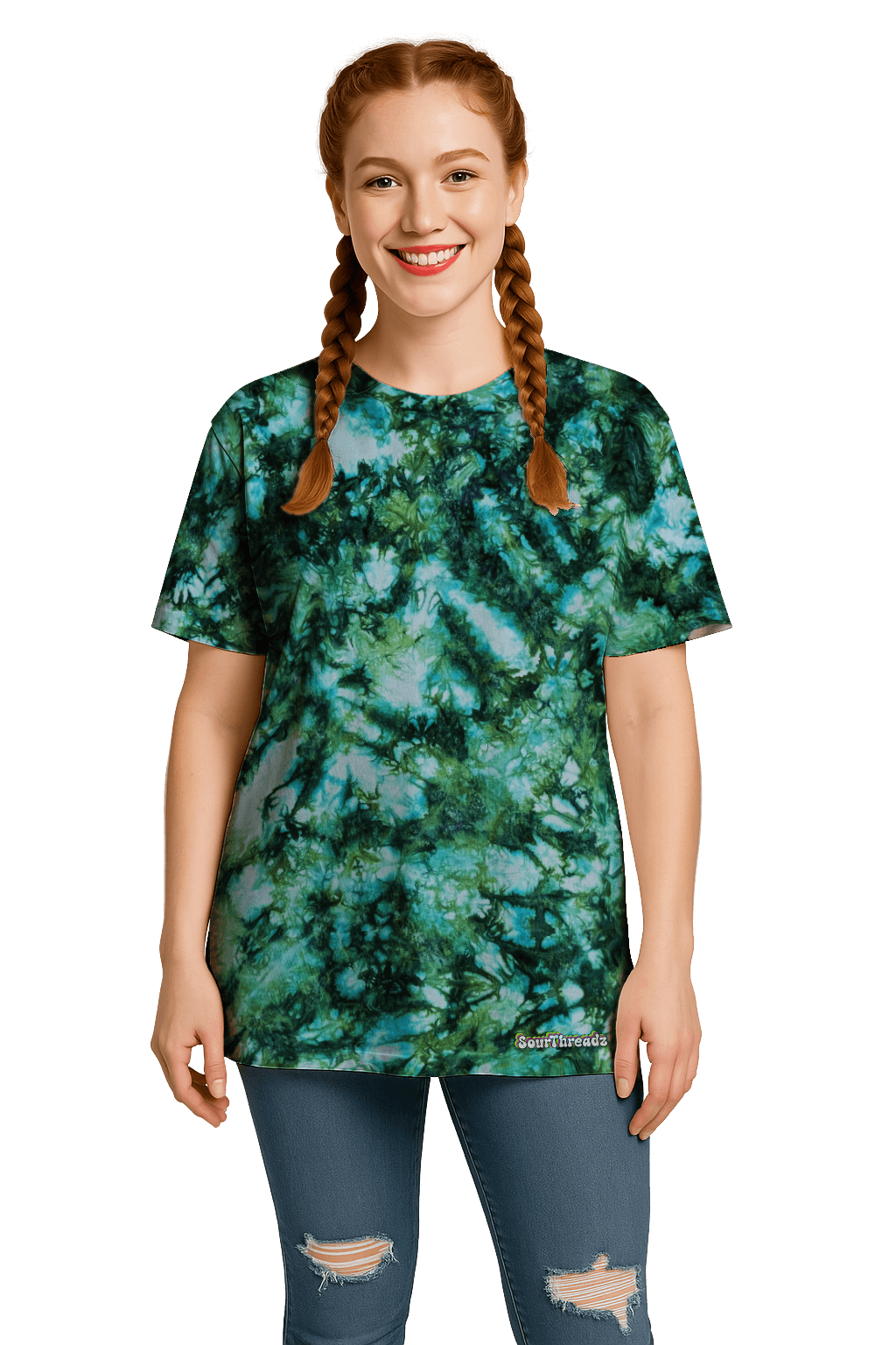 Tie-Dye Women’s Relaxed T-Shirt - Green Camo - Alternative Inspired - SourThreadz