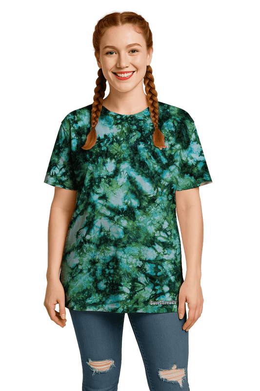 Tie-Dye Women’s Relaxed T-Shirt - Green Camo - Alternative Inspired - SourThreadz