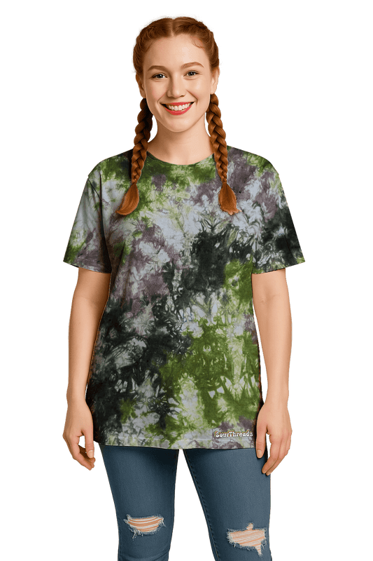 Tie-Dye Women’s Relaxed T-Shirt - Green Brown Camo - Earth Tones - SourThreadz