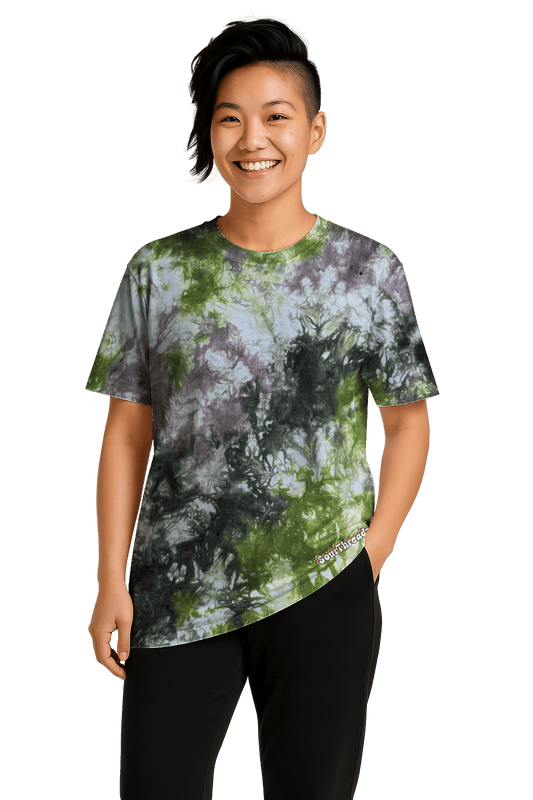 Tie-Dye Women’s Relaxed T-Shirt - Green Brown Camo - Earth Tones - SourThreadz