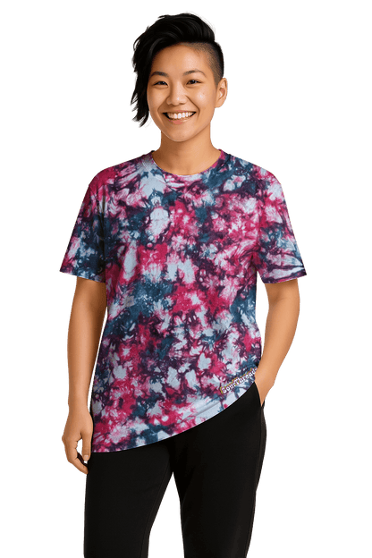 Tie-Dye Women’s Relaxed T-Shirt - Teal Hibiscus Camo - Streetwear Look - SourThreadz
