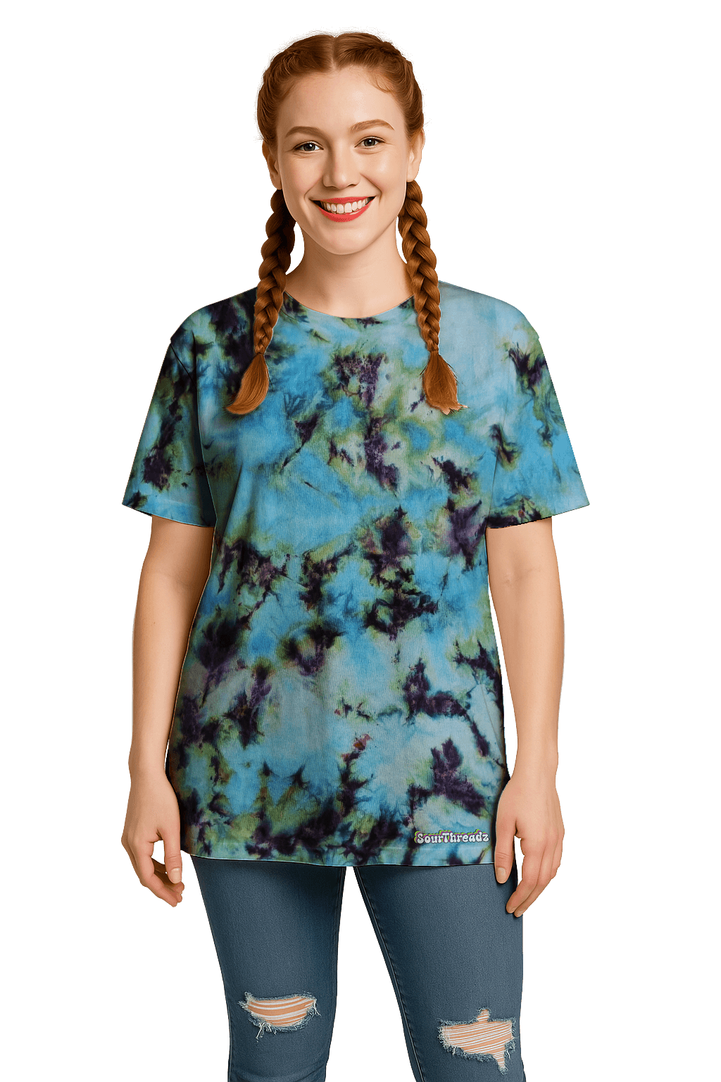 Tie-Dye Women’s Relaxed T-Shirt - Blue Green Camo - Streetwear Essential - SourThreadz