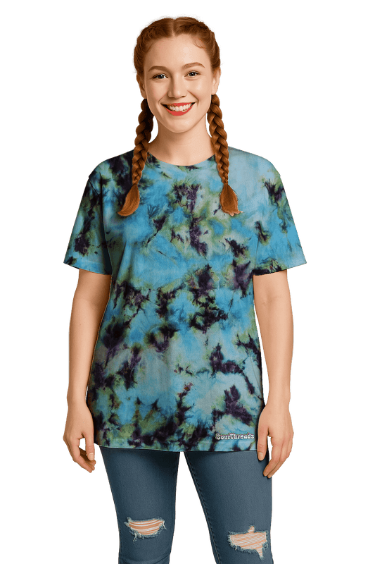 Tie-Dye Women’s Relaxed T-Shirt - Blue Green Camo - Streetwear Essential - SourThreadz