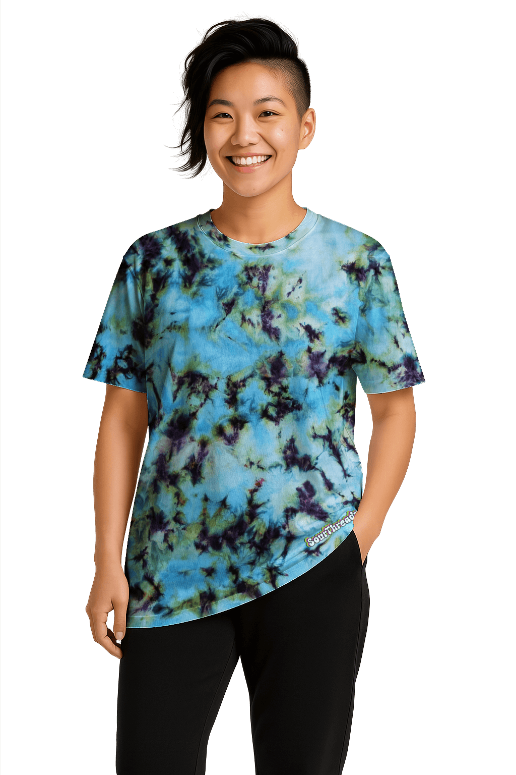 Tie-Dye Women’s Relaxed T-Shirt - Blue Green Camo - Streetwear Essential - SourThreadz