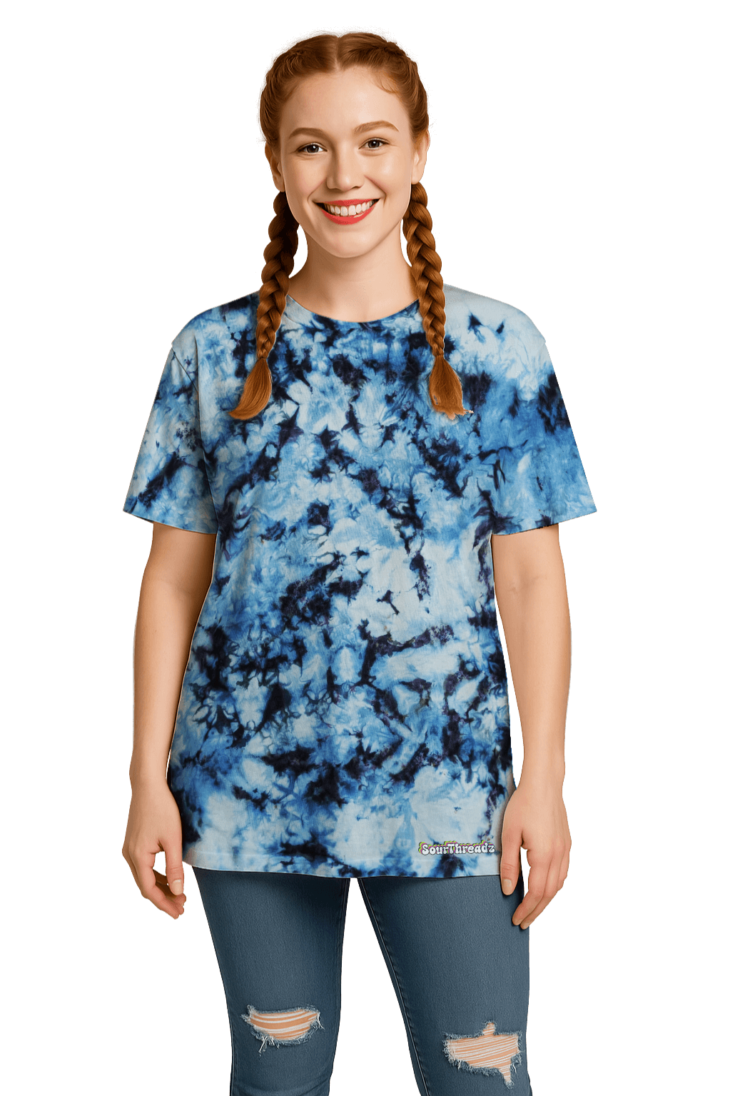 Tie-Dye Relaxed Women’s T-Shirt - Blue Camo - Urban Style - SourThreadz