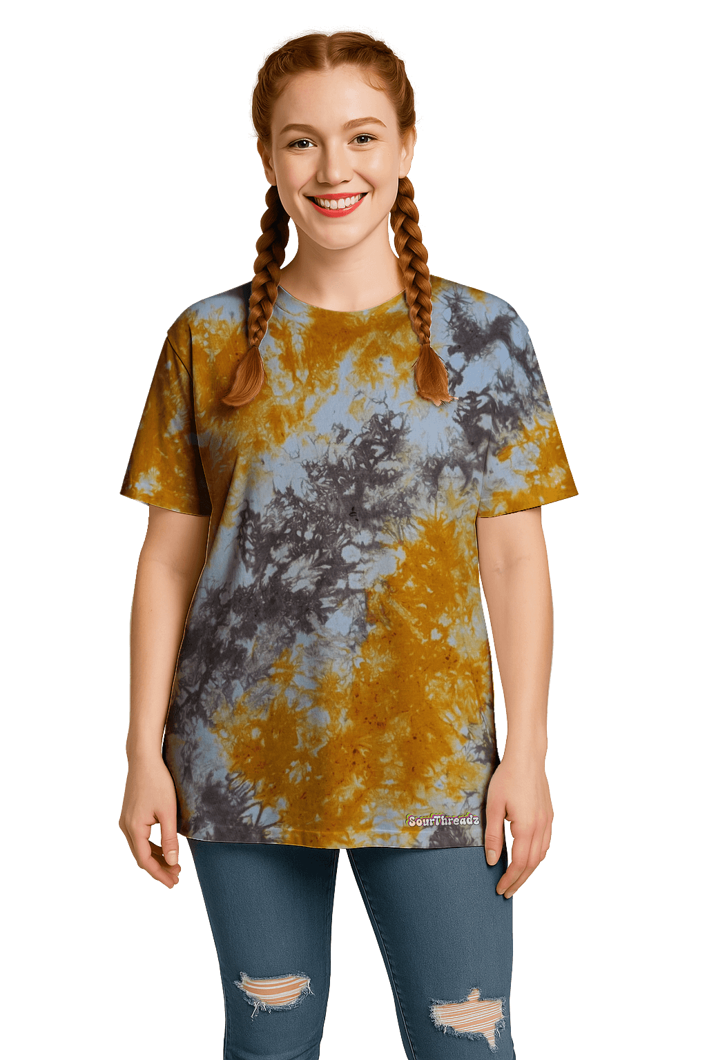 Tie-Dye Women’s Relaxed T-Shirt - Brown Orange White - Vintage Vibes - SourThreadz