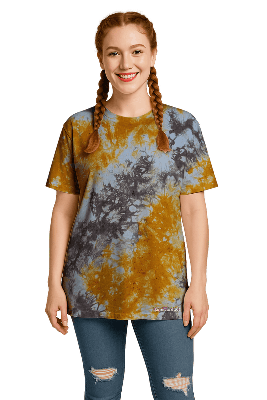 Tie-Dye Women’s Relaxed T-Shirt - Brown Orange White - Vintage Vibes - SourThreadz