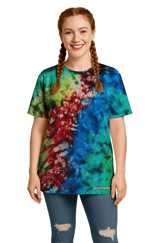 Tie-Dye Women’s Relaxed T-Shirt - Toxic Rainbow - Grunge Festival Style - SourThreadz