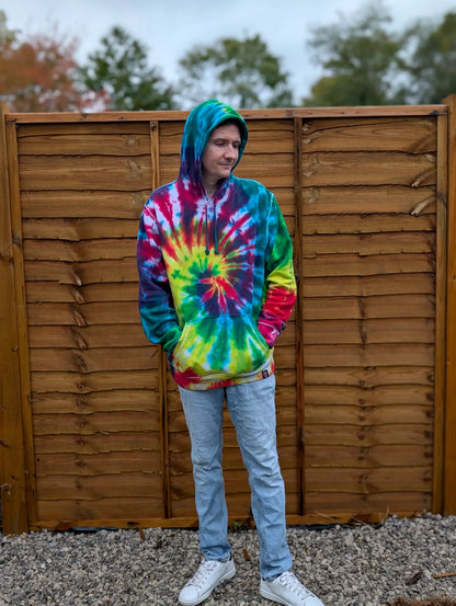 Dark Rainbow Organic Tie-Dye Hoodie/Sweatshirt | Handmade by SourThreadz