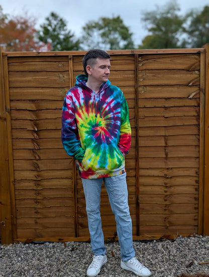 Dark Rainbow Organic Tie-Dye Hoodie/Sweatshirt | Handmade by SourThreadz