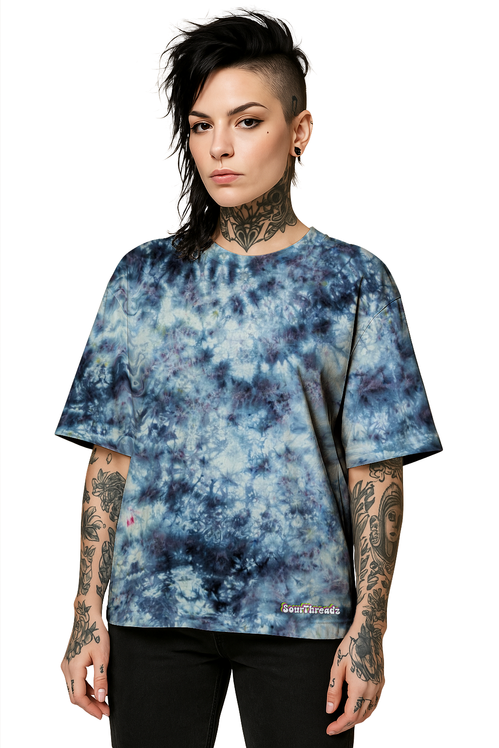 Tie-Dye Organic Boxy Oversized T-Shirt - Snow Maiden - Artistic minimalist - SourThreadz