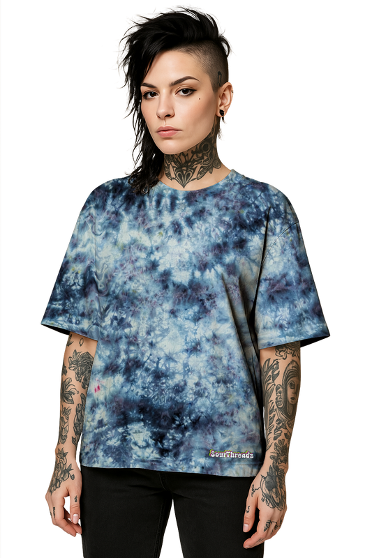 Tie-Dye Organic Boxy Oversized T-Shirt - Snow Maiden - Artistic minimalist - SourThreadz