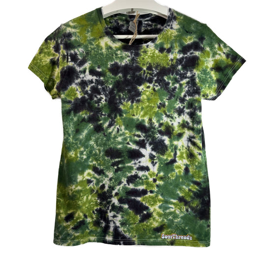 Women's Medium Tie-Dye T-shirt #005 - Dark Forest Pulse Scrunch