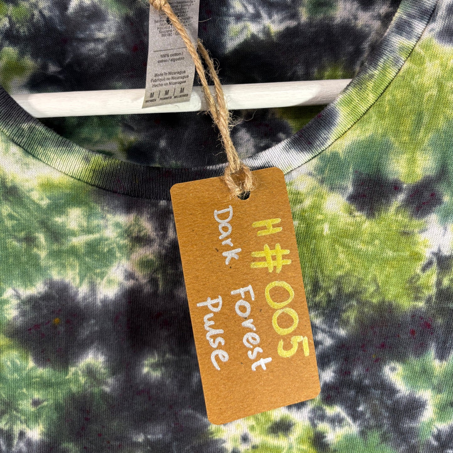 Dark Forest Pulse Scrunch Tie-Dye T-shirt #005 Women's Medium Heavy Cotton