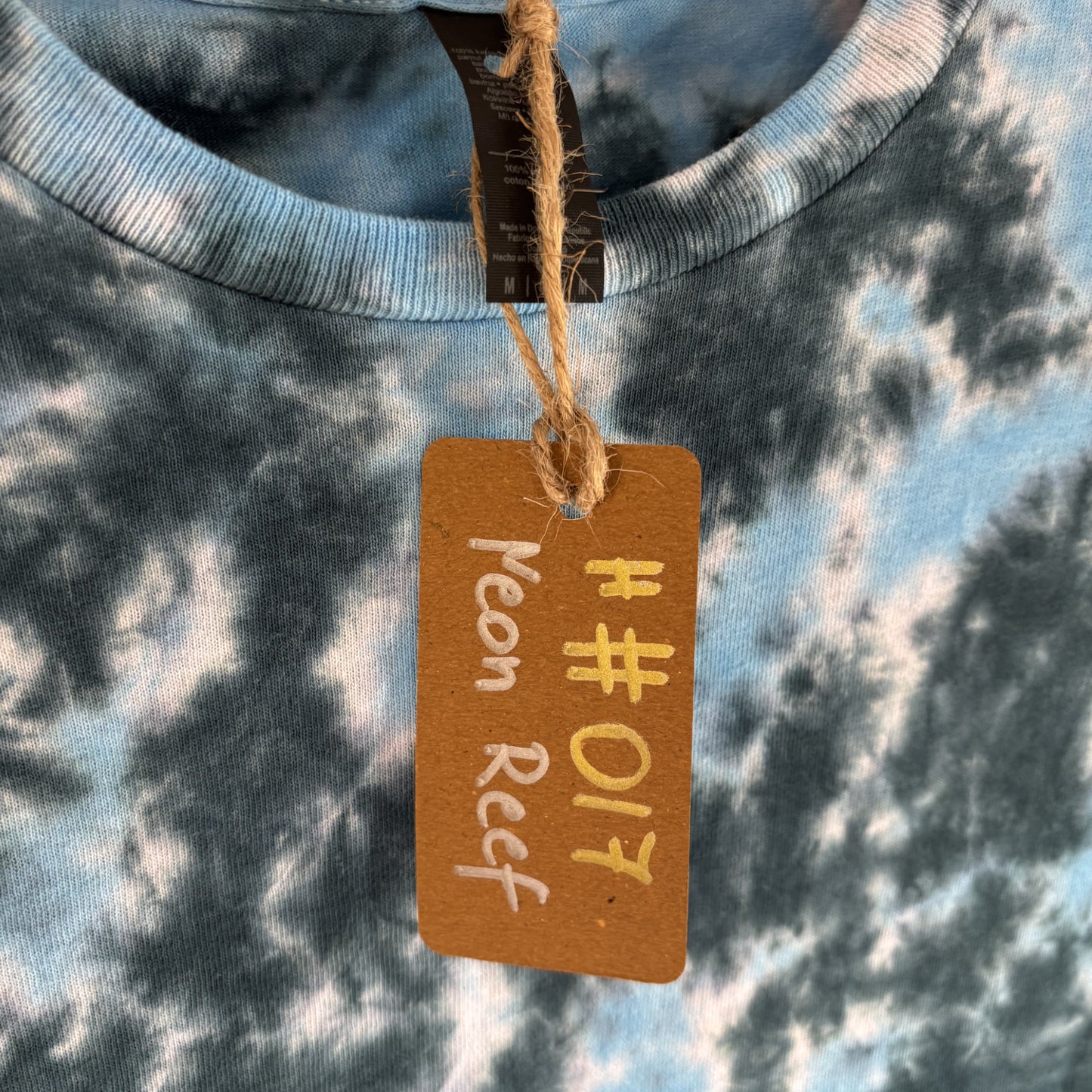 Neon Reef Scrunch Tie-Dye T-shirt #017 Men's Unisex Medium Heavy Cotton