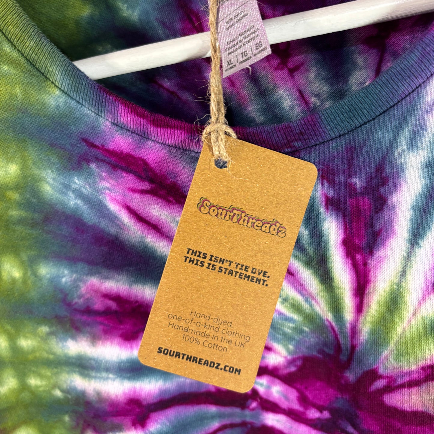 Women's Extra Large Tie-Dye T-shirt #009 - Prism Roots Spiral