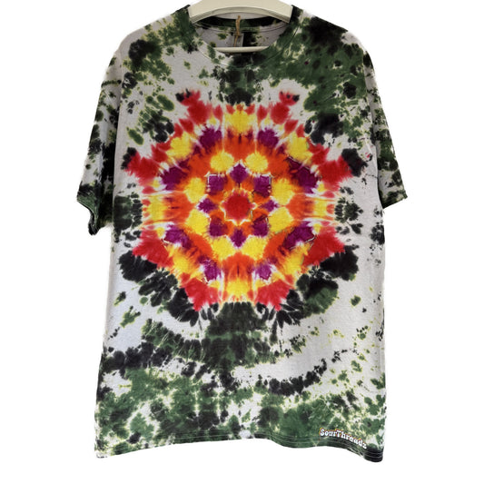 Men's Unisex Extra Large Tie-Dye T-shirt #026 - Lotus Pulse Mandala