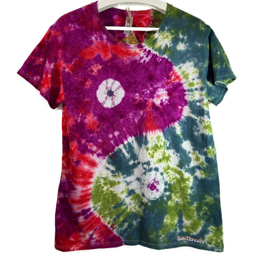Women's Extra Large Tie-Dye T-shirt #010 - Tropic Glitch Ying