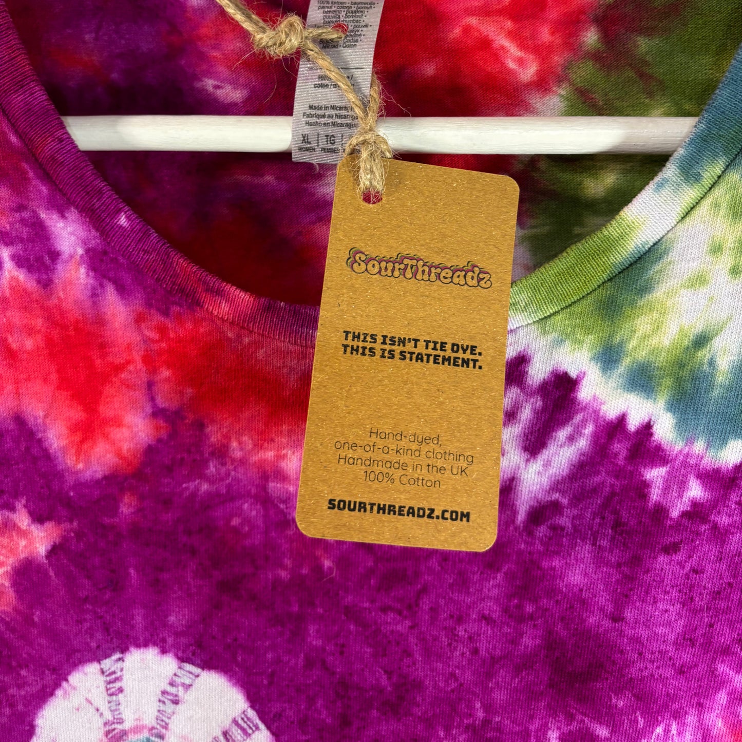 Women's Extra Large Tie-Dye T-shirt #010 - Tropic Glitch Ying