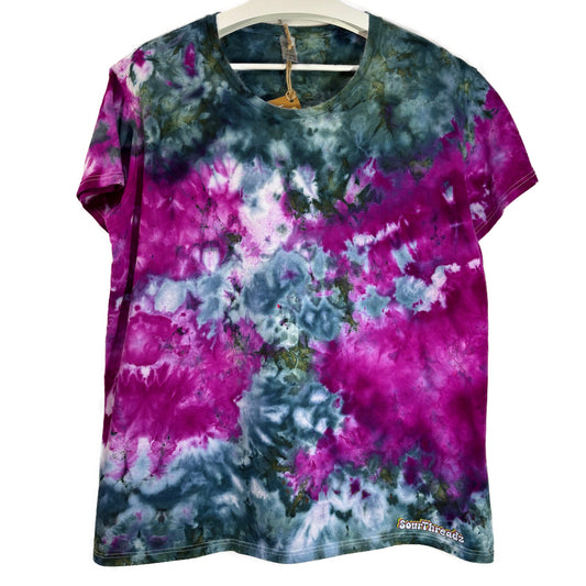 Women's XXL Tie-Dye T-shirt #012 - Ice Flora Scrunch