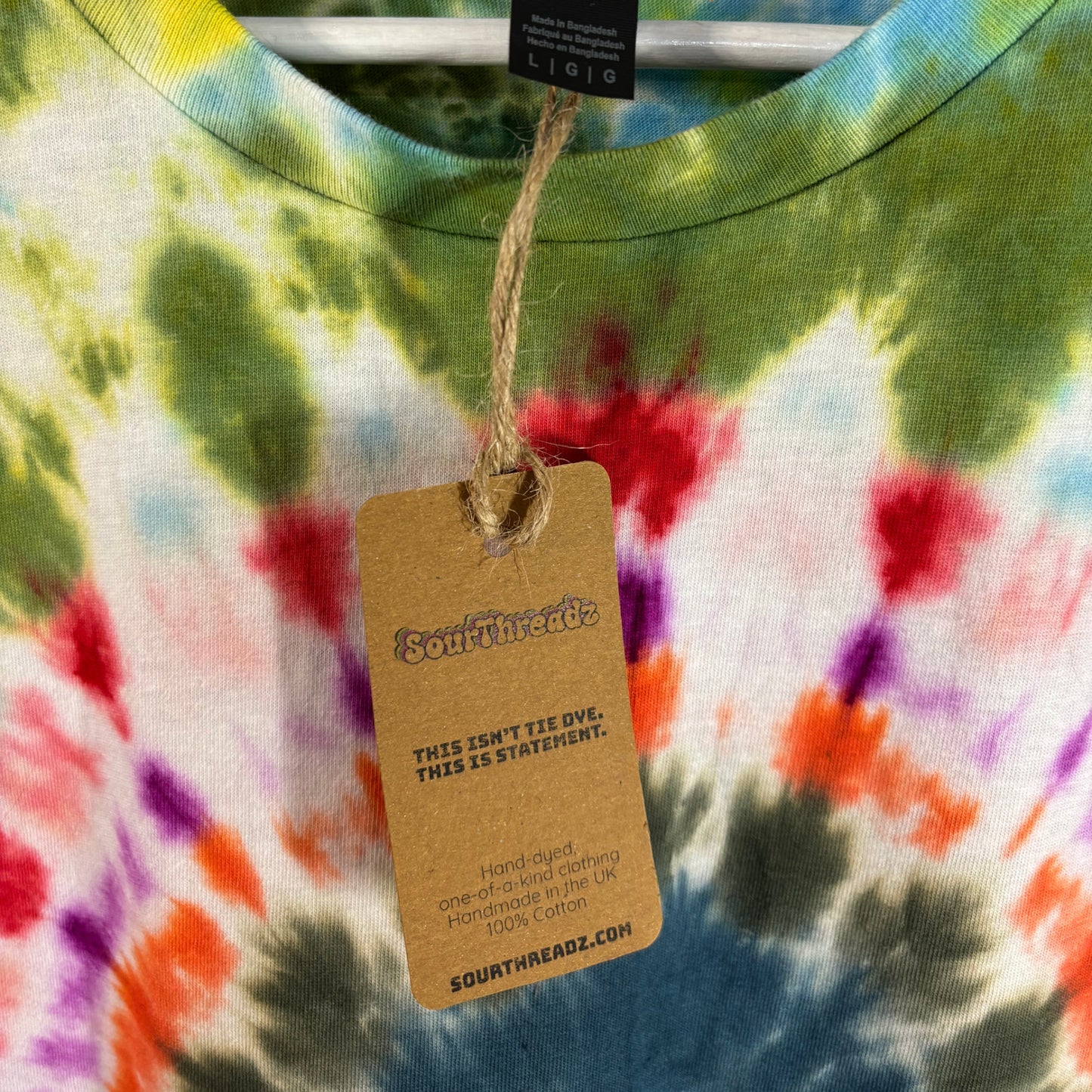 Men's Unisex Large Tie-Dye T-shirt #043 - Meadows Gaze Bulls Eye