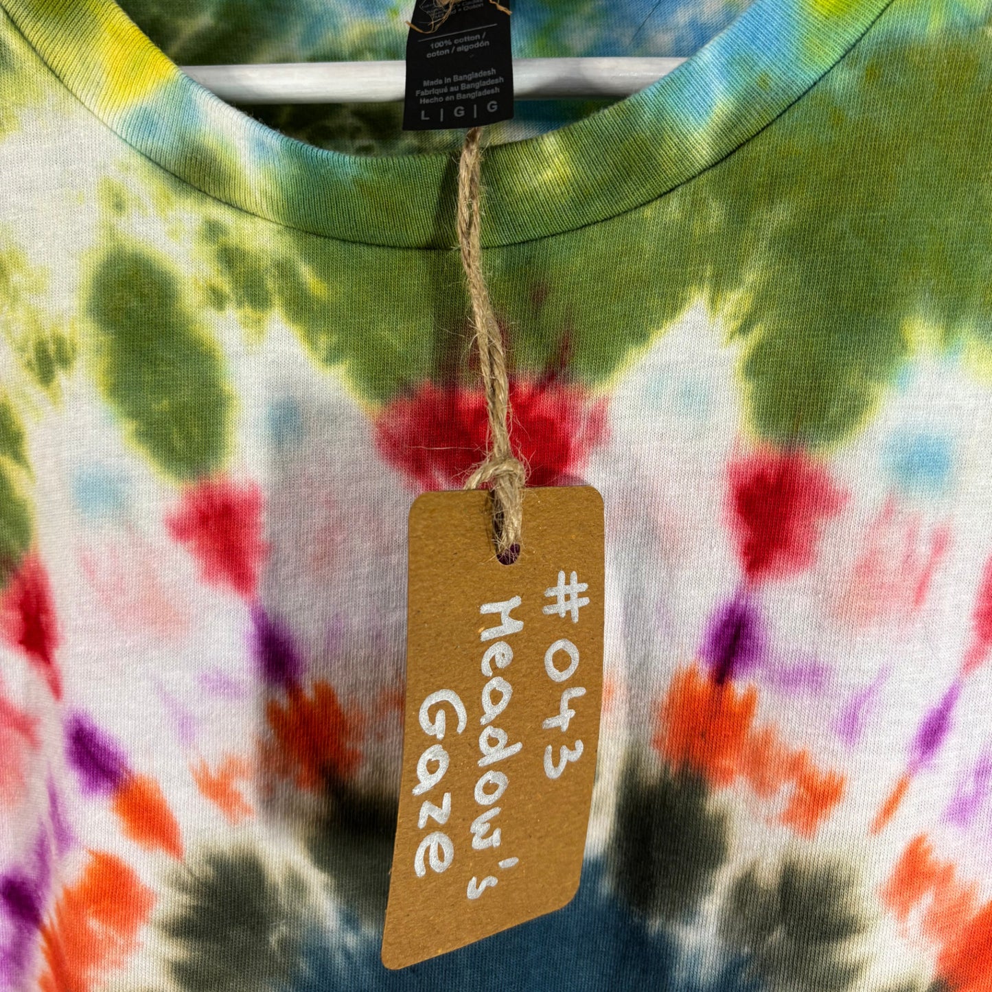 Men's Unisex Large Tie-Dye T-shirt #043 - Meadows Gaze Bulls Eye