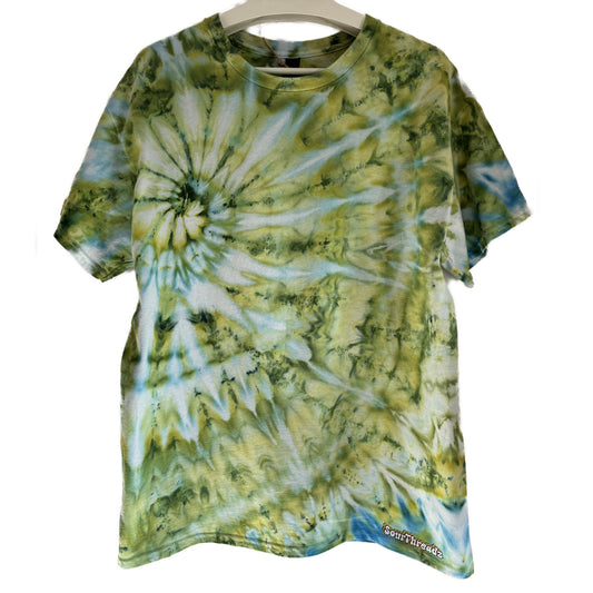 Men's Unisex Large Tie-Dye T-shirt #021 - Dreamshell Pulse Ice Spiral