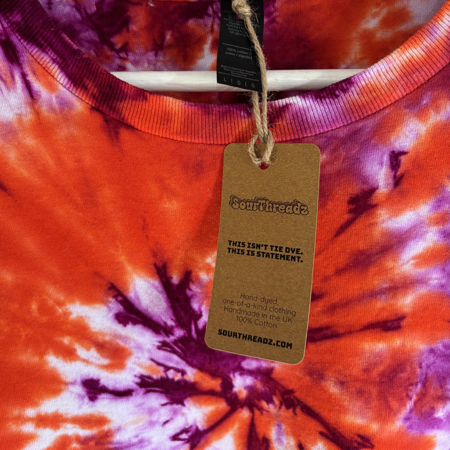 Men's Unisex Large Tie-Dye T-shirt #022 - Crimson Vortex Spiral