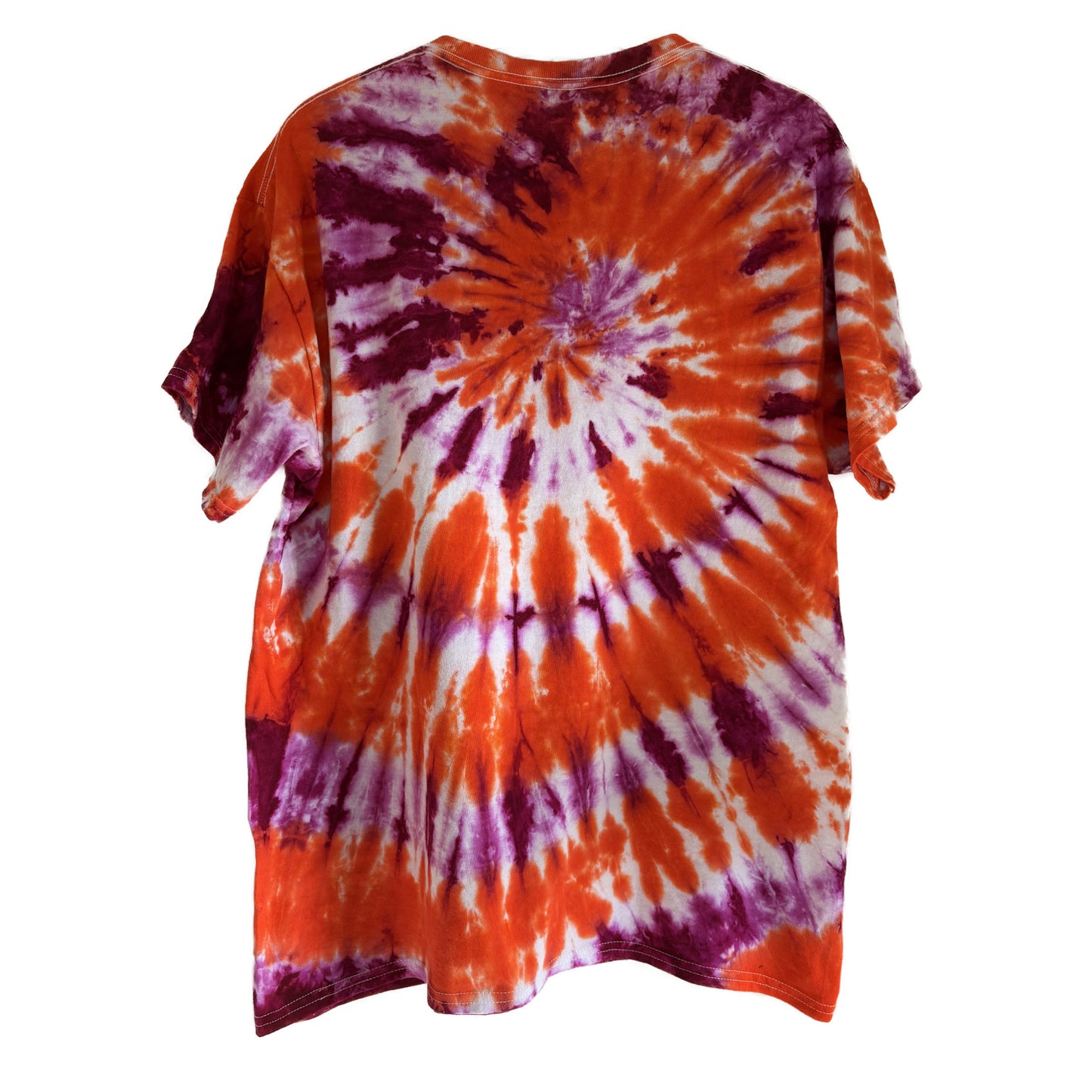 Men's Unisex Large Tie-Dye T-shirt #022 - Crimson Vortex Spiral