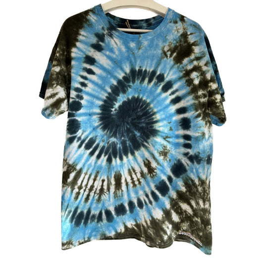Men's Unisex Large Tie-Dye T-shirt #019 - Neon Reef Spiral