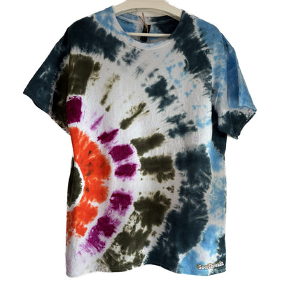 Rogue Blossom Bullseye Tie-Dye T-shirt #018 Men's Unisex Large Heavy Cotton