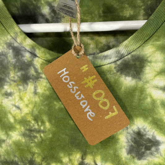 Women's Large Tie-Dye T-shirt #007 - Mosswave Scrunch