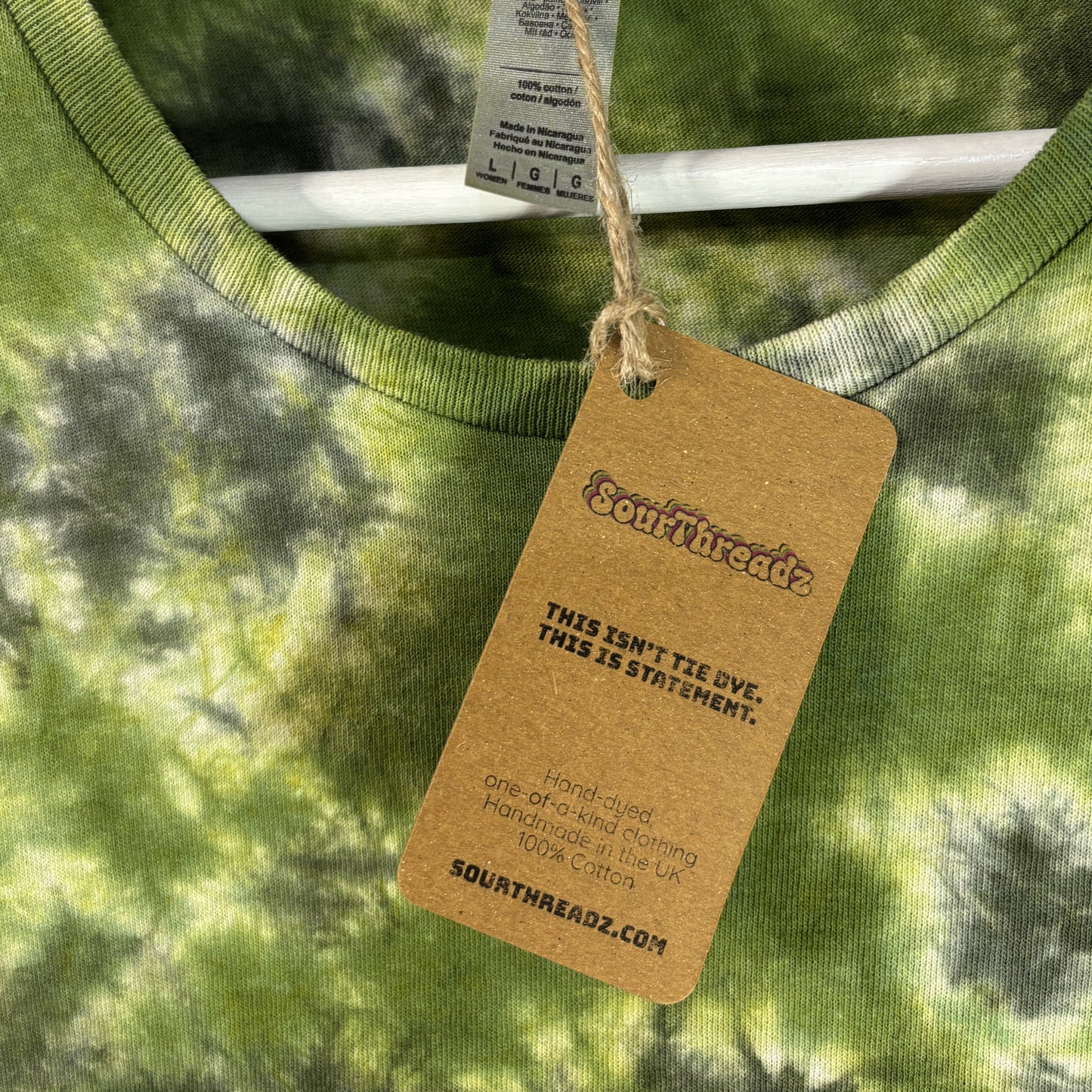 Women's Large Tie-Dye T-shirt #007 - Mosswave Scrunch