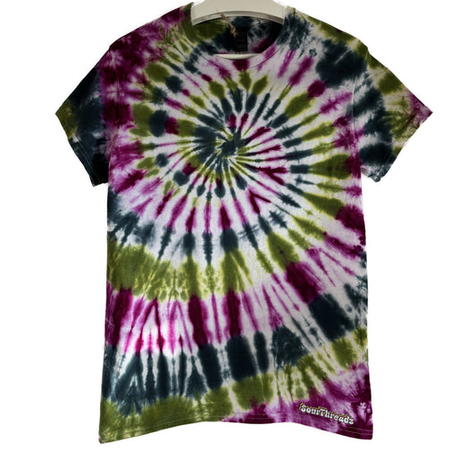 Men's Unisex Small Tie-Dye T-shirt #015 - Candy Vortex Spiral