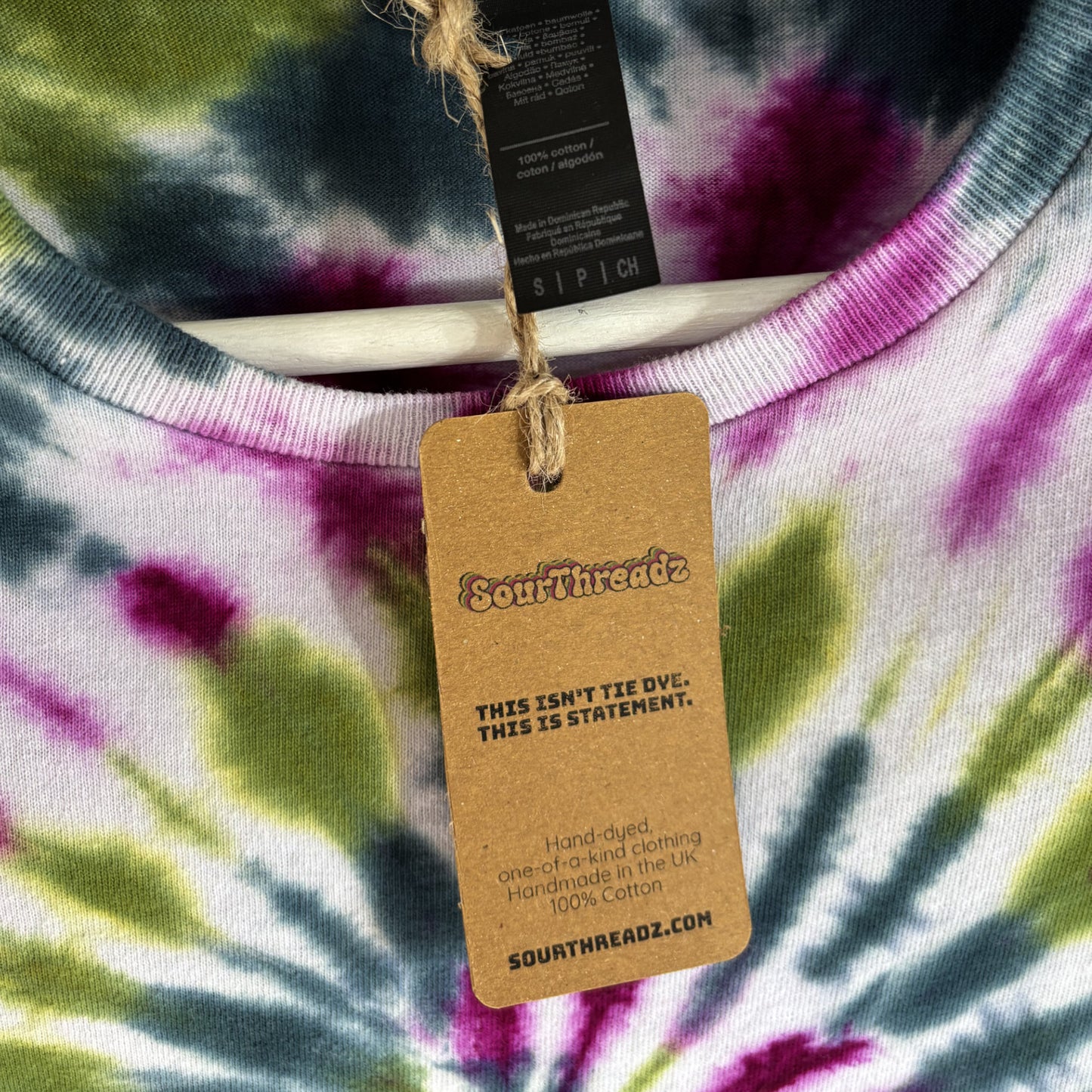 Men's Unisex Small Tie-Dye T-shirt #015 - Candy Vortex Spiral
