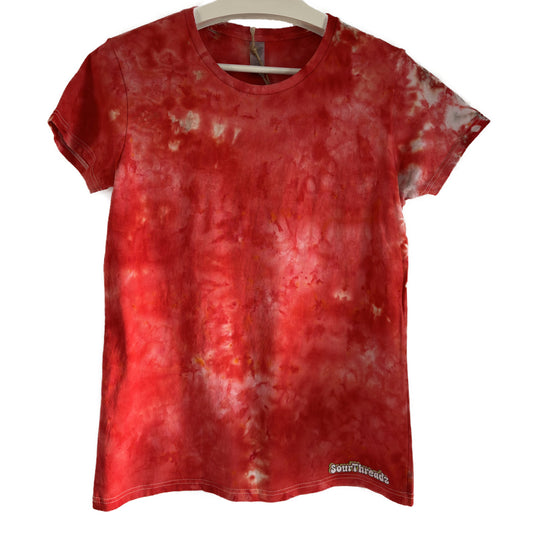 Women's Medium Tie-Dye T-shirt #004 - Blood Moon Drip Scrunch