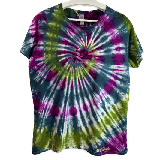 Women's Extra Large Tie-Dye T-shirt #009 - Prism Roots Spiral